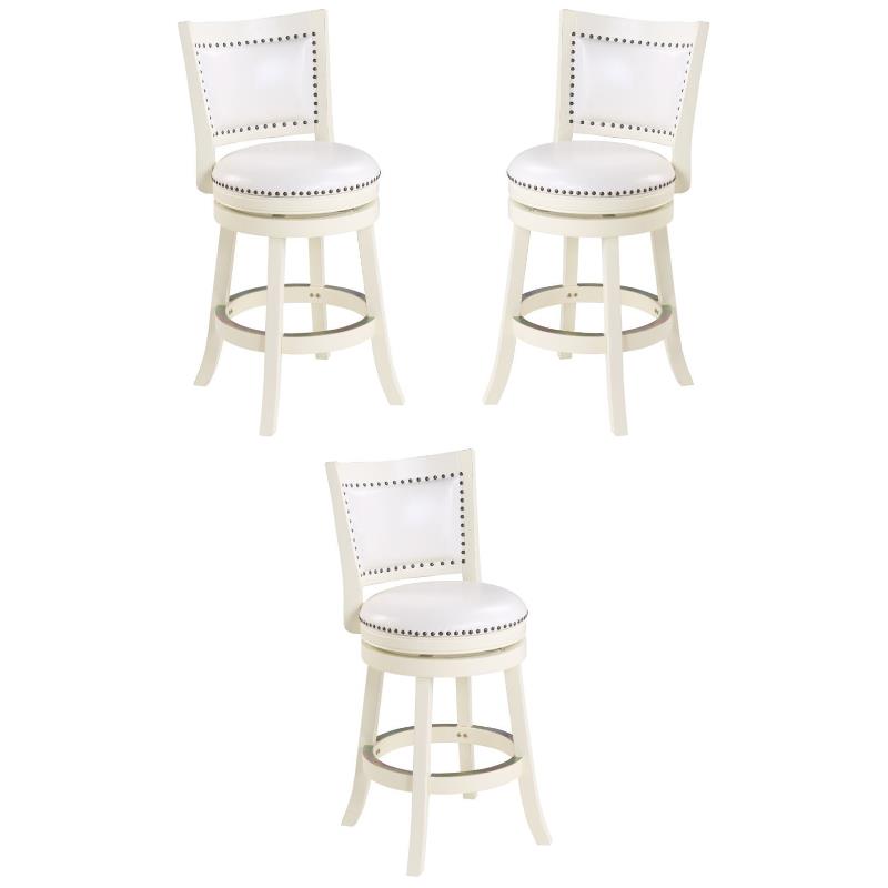 Home Square 24 Bristol Swivel Bar Stool In White Set Of 3