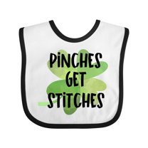 Inktastic St. Patrick's Day Pinches Get Stitches Shamrocks Boys or Girls Baby Bib