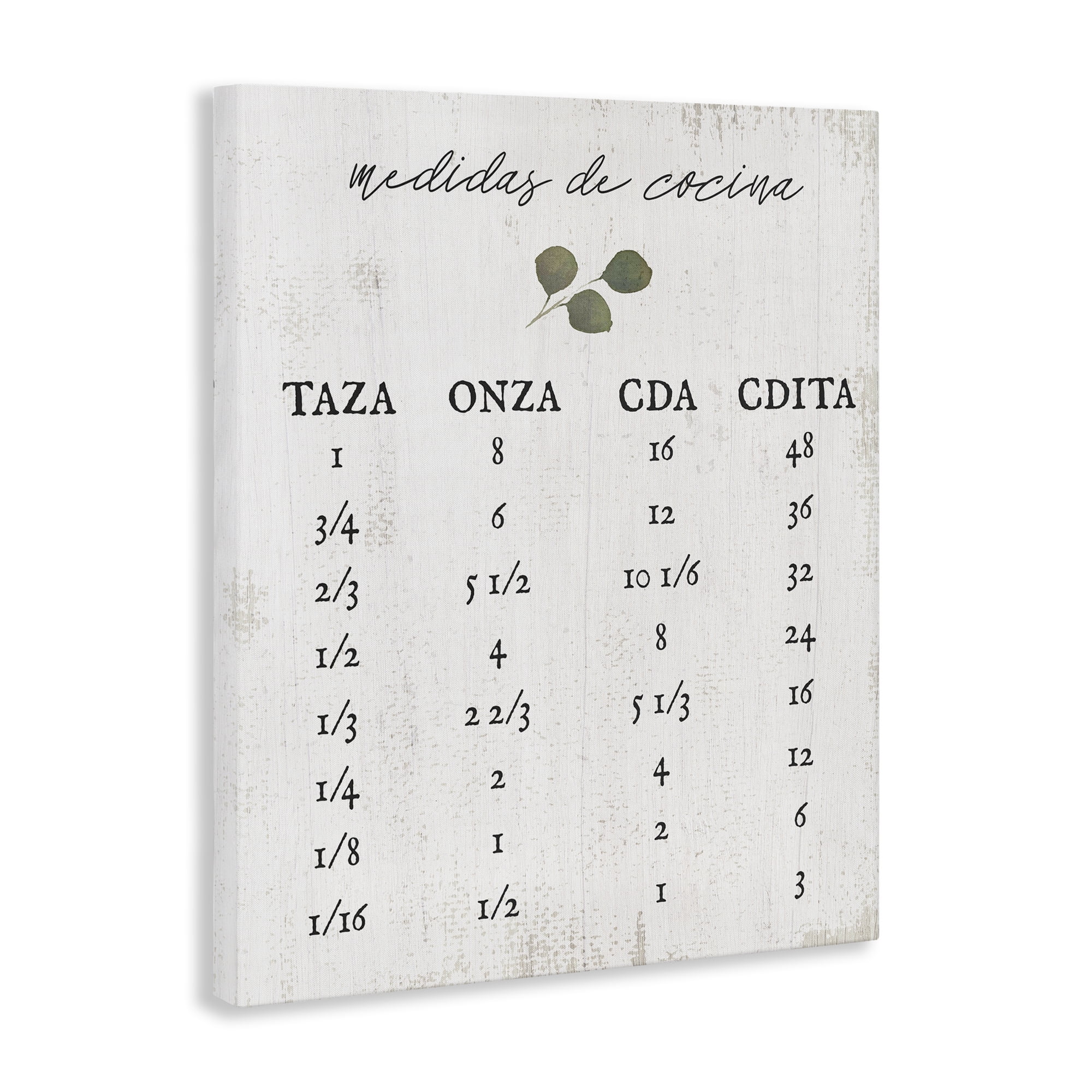 Stupell Industries Tabla de Medidas de Cocina Charts and Diagrams Painting Wrapped Canvas Art Print Wall Art, 36 x 48