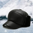 thumbnail image 4 of Leather Newsboy for Men, Leather Head , Ear Protection Hats, Plush Earmuffs Hat for Middle-Aged Elderly Men, 4 of 7