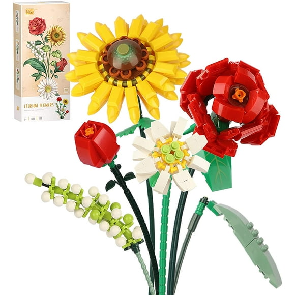 ShenMo Mini Bricks Flower Bouquet Building Sets, Artificial Flowers, DIY Unique Decoration Home, 568 Pieces Botanical Collection for Ages 8-12 yrs Old Girl for Gift(Not Compatible with Legos Set