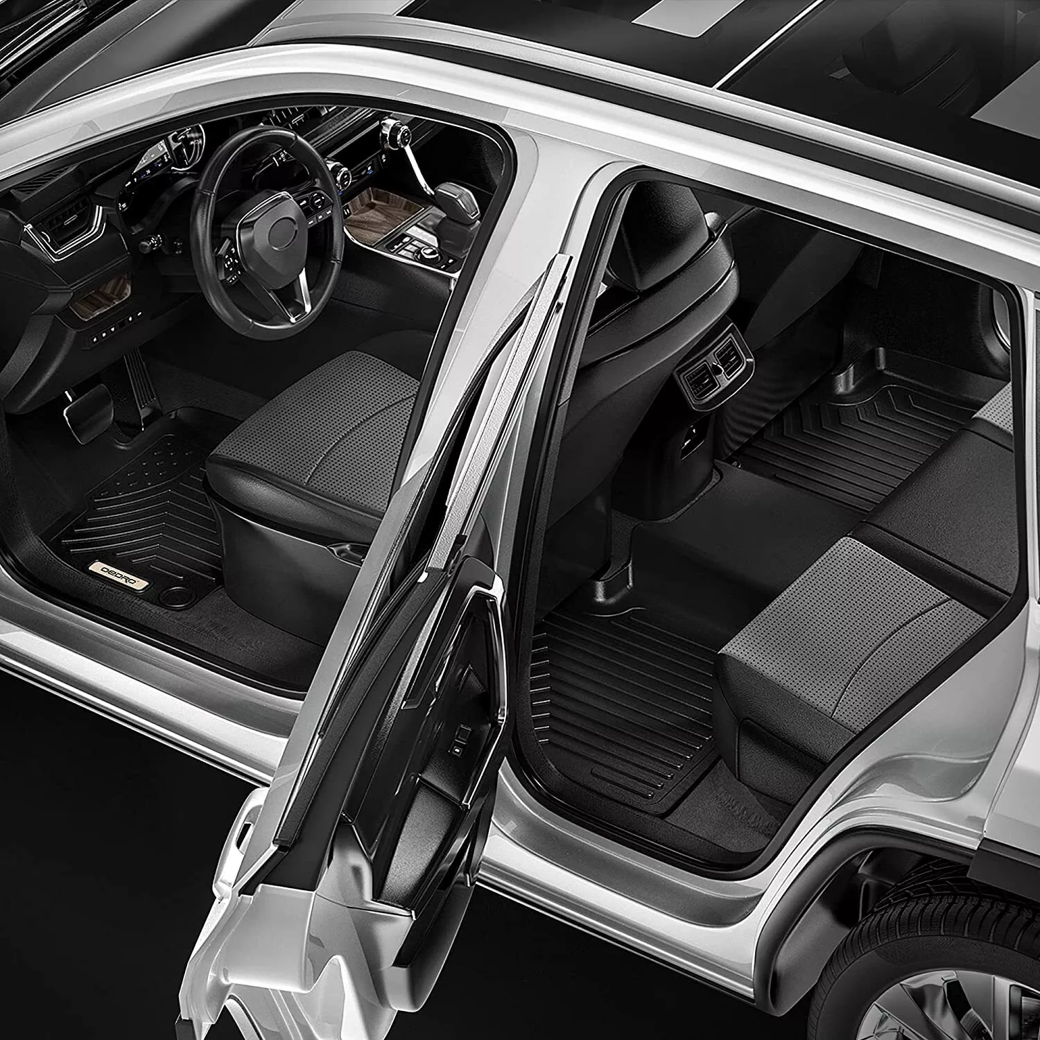 RVNI Floor Mats for 2019-2025 Chevrolet Silverado GMC Sierra 1500 & 2020-2025 2500HD 3500HD Crew Cab Bench Seat TPE All-Weather Protection Floor Liners