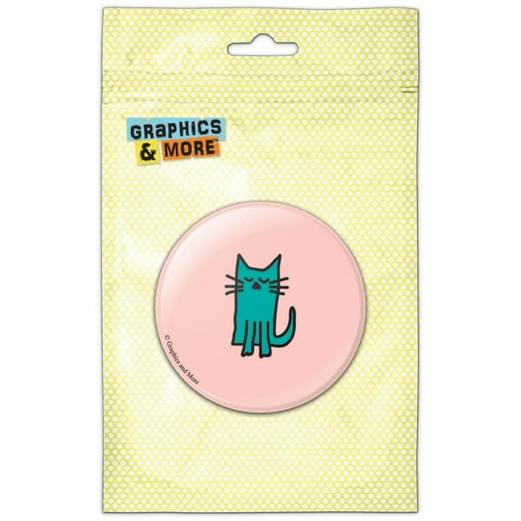 Teal Cat Sketch Refrigerator Button Magnet