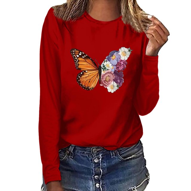 CEHVOM T-shirt Blouse à Manches Longues à Col Rond Imprimé pour Femmes Grande Taille