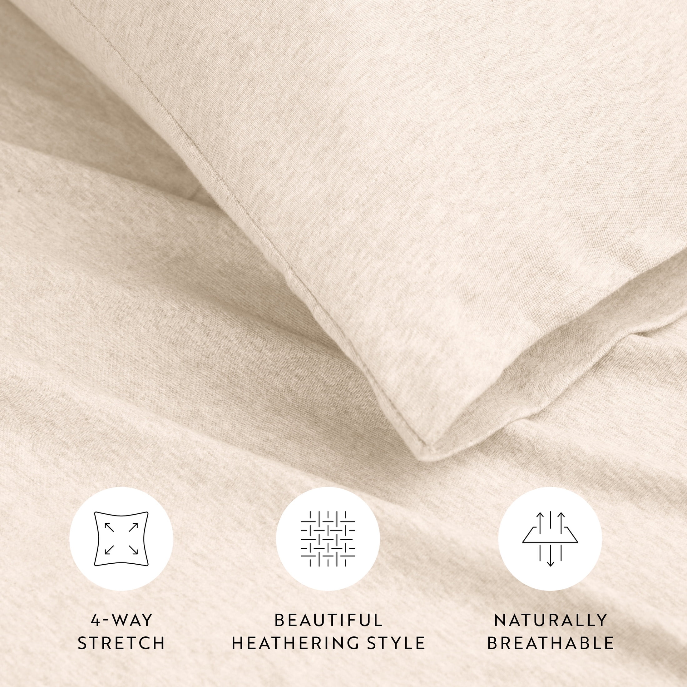 Noble Linens 4 Piece Jersey Knit 100% Cotton Sheet Set, Oatmeal, Twin