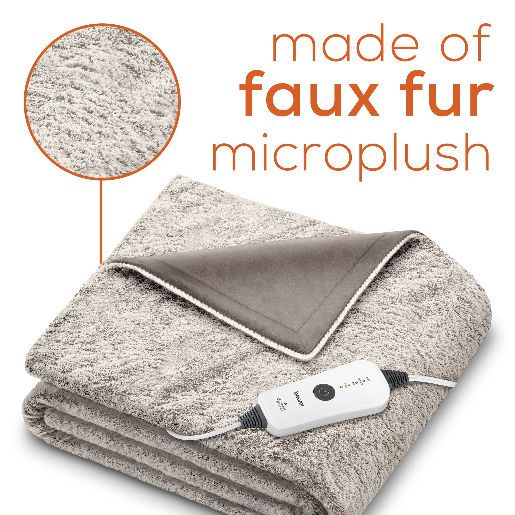 Beurer HD71N Lux Heated Blanket, Microplush Electric Blanket with 4  Temperature Settings, Heated Throw Blanket, Overheat Protection, Machine  Washable Heating Blanket, Auto Shut-Off, 50 x 60 in. - Walmart.com