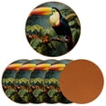 thumbnail image 2 of Toucan 6 Pack Round Coasters, Microfiber Leather Drink Coasters Set of 6, 11x11 cm/4.3x4.3 Inches Absorbent Coasters for Drinks Tables Dining Table Décor, 2 of 6