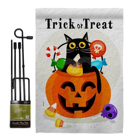 Breeze Decor GS120267-P3 Silly Halloween Kitty Falltime 13 x 18.5. in. Double-Sided Decorative Horizontal House Garden Flag Set for Decoration Banner Yard Gift