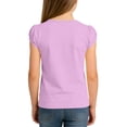 thumbnail image 5 of Yeaiivve Little Girls T-Shirts Puff Short Sleeve Cute Tops Kids Casual Round Neck Blouses Solid Color School Uniform Trendy Going Out Tshirt Purple 120, 5 of 9