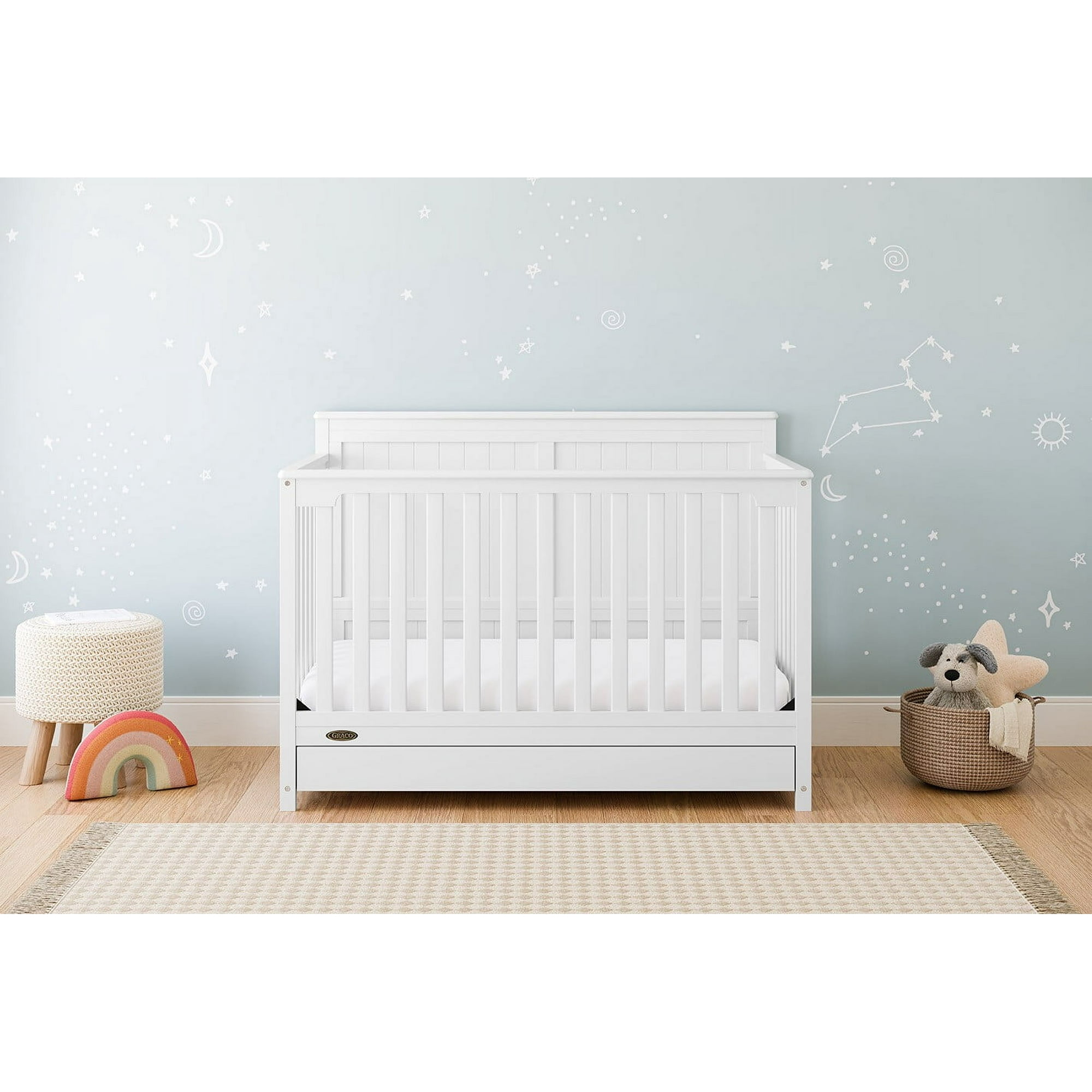 Graco Hadley 5-in-1 Convertible Baby Crib with Drawer, White