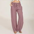 thumbnail image 1 of WILLBEST Pantalones Casuales elegantes para Mujer, Tallas Grandes, Holgados, de Lino a Rayas, Largos, para Comodidad y Moda Diaria. Mediana, 1 of 2