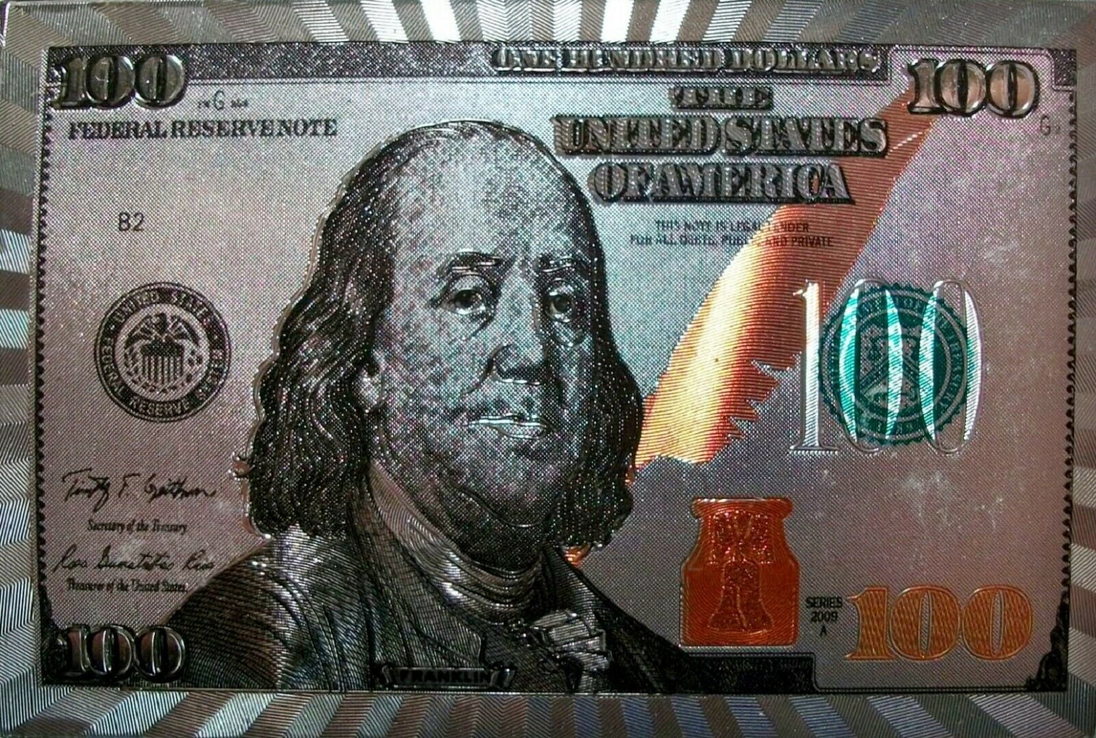100 Dollar Bill Silver Souvenir Playing Cards 