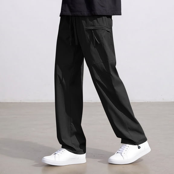 MHFRRA Cargo Jeans Men's Spring and Autumn Loose Straight Leg Casual Daily Wear Style Wide Leg Trousers