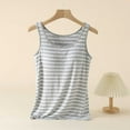 thumbnail image 2 of Uaswgudfs Women's Summer Stripe Round-Neck Sleeveless Pajama| Soft Cotton Blend Sleepwear Loose Sleep Top with Padded 2025, 2 of 9