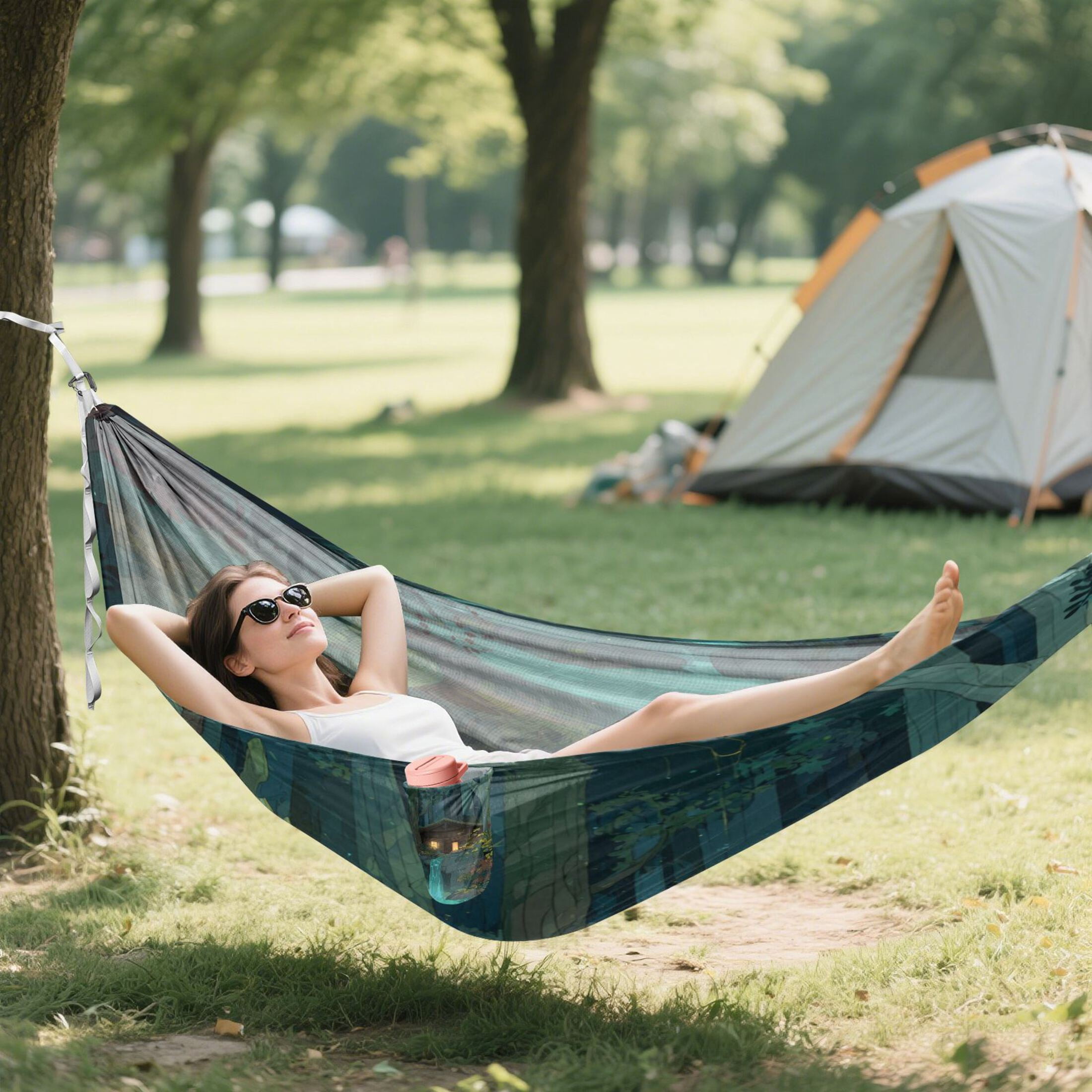 Hammock Camping Hammock Nylon Portable Hammock Travel Camping Hammock Green Dragon Forest Cabin