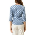 thumbnail image 3 of Allegra K Women's Polka Dots 3/4 Sleeve Casual Button Front Blouse Top, 3 of 7
