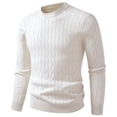 thumbnail image 5 of Men's Cable Knit Sweater Crew Neck Long Sleeve Pullover Top Solid Color Warm Casual Daily Wear Fall Winter, 5 of 7