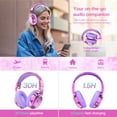 thumbnail image 2 of QearFun Bluetooth Headphones for Kids, Wireless Headphones with Built-in Mic, Includes Aux Cord, USB C, 3.5mm Jack, Bluetooth 5.3, On Ear Kids Headphones for School/Travel/Tablet(Light Purple), 2 of 7