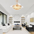 thumbnail image 5 of 45W Retractable Ceiling Fan with Remote Control and Dimmable Light Kit, 42 inches  6-Speed DIY-Shape Gold Ceiling Fan, 5 of 11