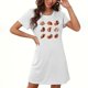 thumbnail image 1 of Camisón corto de talla grande para mujer, camisón de manga corta con estampado de pecho a la moda, camisón para mujer, 1 of 2