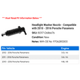 thumbnail image 2 of Headlight Washer Nozzle - Compatible with 2010 - 2016 Porsche Panamera 2011 2012 2013 2014 2015, 2 of 2