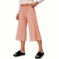 thumbnail image 4 of Utoimkio Women's Fold Over High Waist Capri Flare Pants Soft Stretch Cropped Wide Leg Trousers for Yoga Casual Daily Walking, 4 of 7