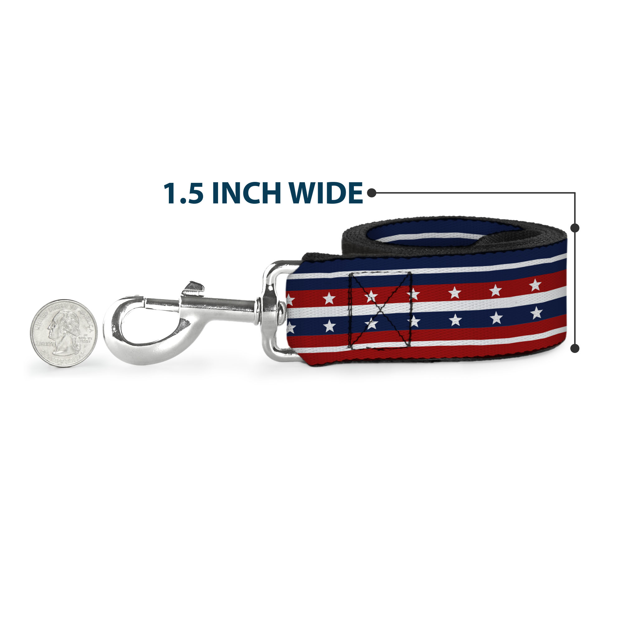 Buckle-Down Pet Leash, Dog Leash, Americana Stripe Stars Blue Red White, 6 Feet Long 1.0 Inch Wide