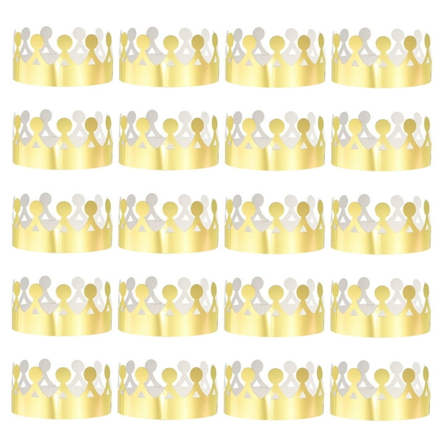 Uxcell 24 Pcs Paper Crowns Gold Foil Crown for Birthday Party,Circle Style