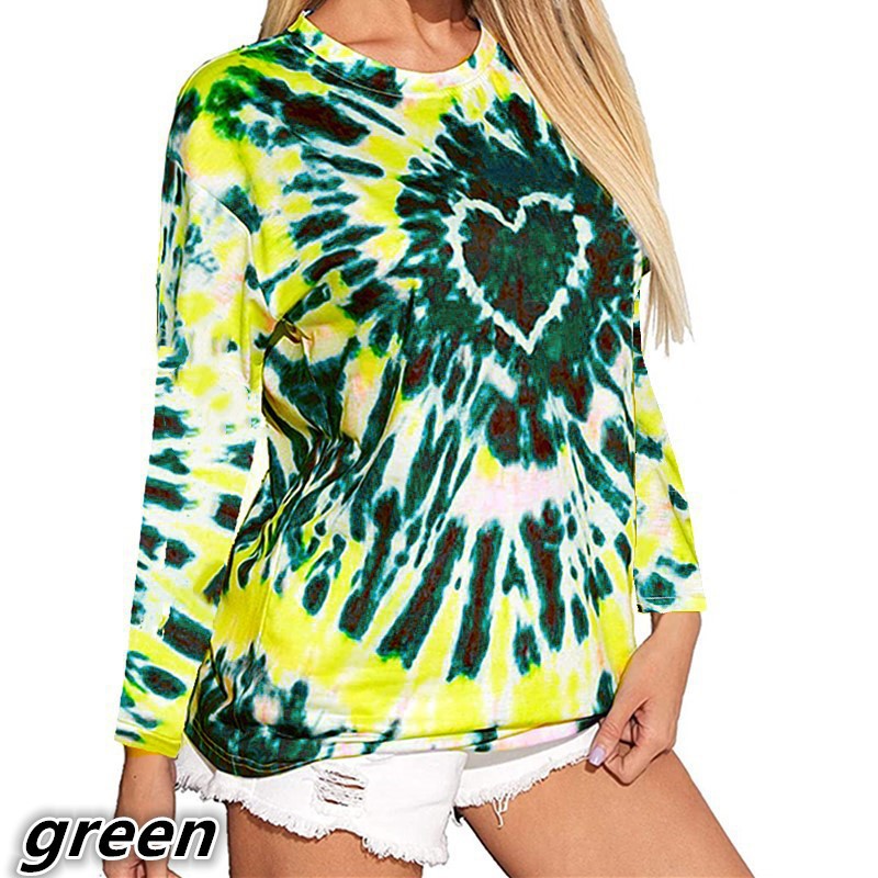 Loose Heart-Shaped Tie-Dyed Printed 