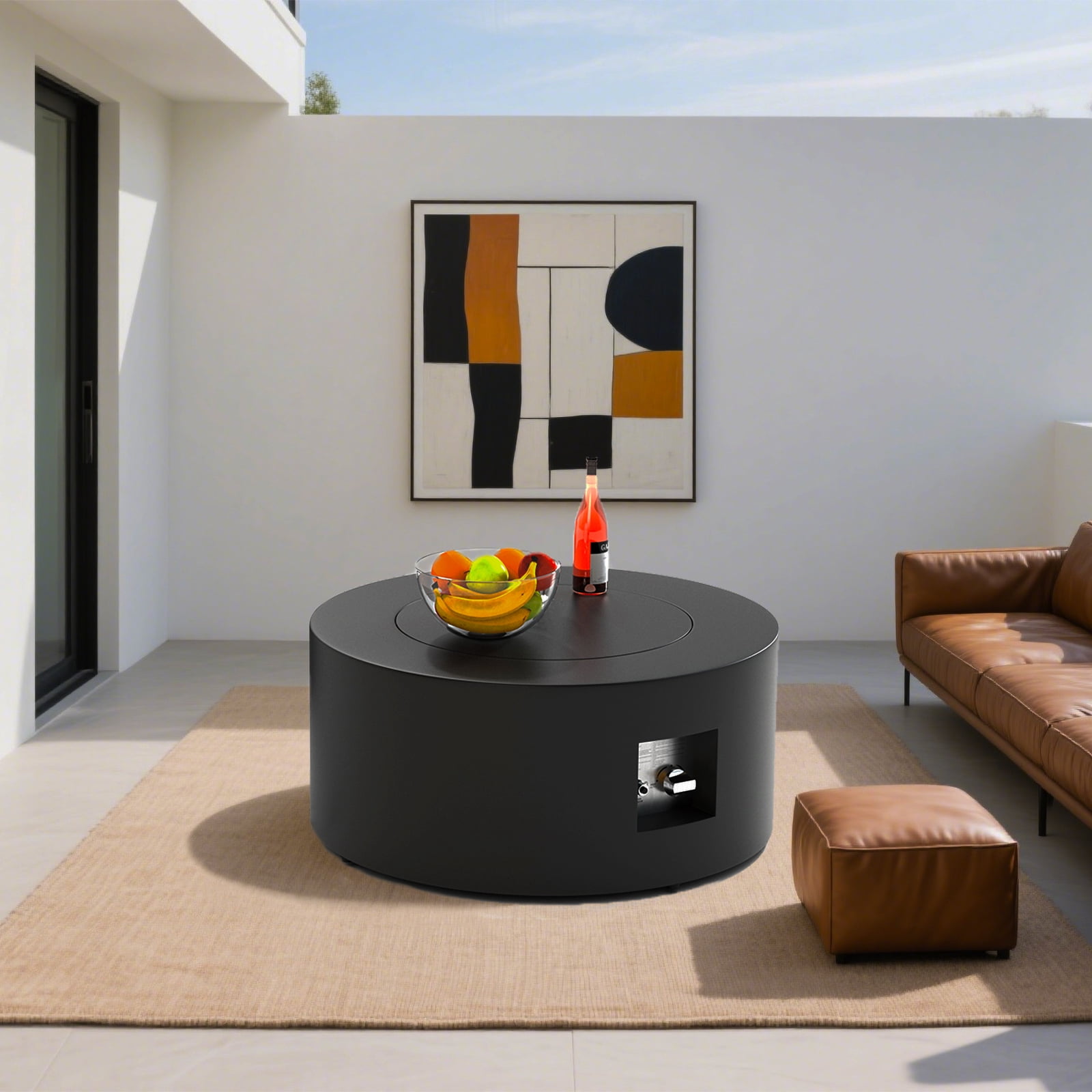 30" Dark Grey Round Outdoor Propane Fire Pit Table with Tank Storage | 50,000 BTU Heat | CSA Certified | Includes Cover & Stones