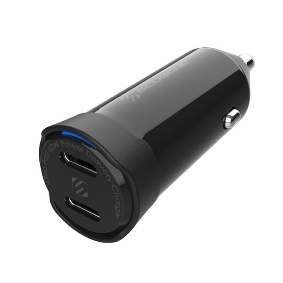 Scosche CPDCC60-SP PowerVolt 60W Certified Dual USB-C Car Charger Cigarette Lighter Adapter Black