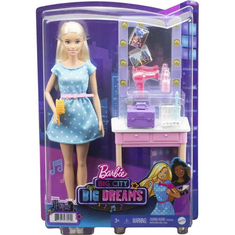 Barbie Big City Big Dreams Doll & Playset, Blonde Malibu Doll with Dressing  Room & Accessories 