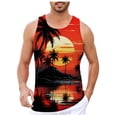 thumbnail image 2 of Beach Tank Top Men Lightweight Breathable Coconut Tree Graphic Sleeveless Shirt Casual Hawaii Vacation Shirts, 2 of 5