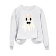 thumbnail image 4 of Women's Pumpkin Sweatshirts Color Block Fall Halloween Hoodie Lightweight Long Sleeve Pullover Tops Purple, 5XL, 4 of 6