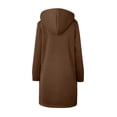 thumbnail image 5 of Lumtrix Long Hoodies for Women Zip Up Fleece Oversized Long Sleeve Sweatshirts Fall Winter Warm Hoodie Dress with Pockets Brown XL, 5 of 6