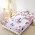 thumbnail image 4 of Homewish Purple Initial A Letter Full Size Sheets, Watercolor Rose Floral Bed Sheets, Kawaii Dreamy Butterfly Sheet Sets, Luxury Bedroom Decor, 4pcs, 4 of 7