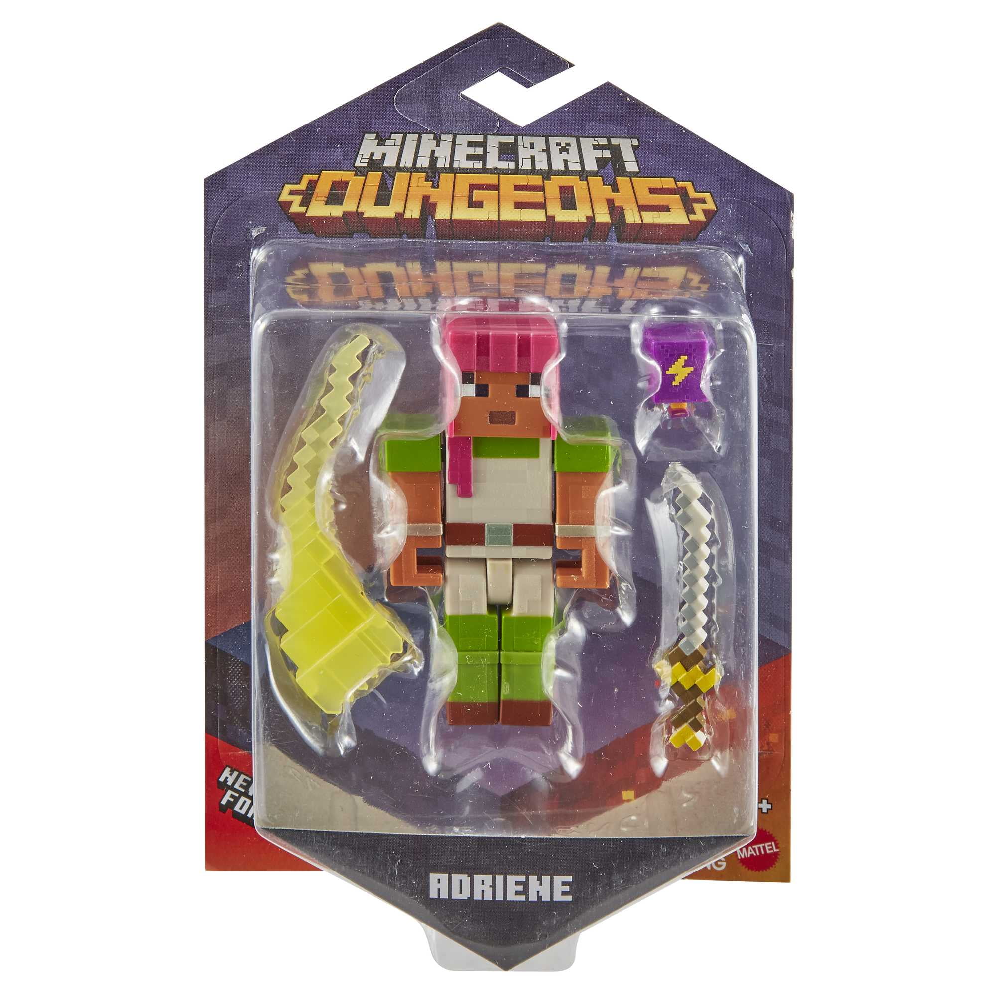 Mattel Minecraft Dungeons 3.25-in Figuras 2-Pk Figuras De Batalla Adriene Y Esqueleto Con Mattel Mattel
