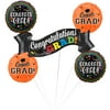 Veil Entertainment Congratulations Grad Banner School Colors 5pc Graduation Balloons, Orange