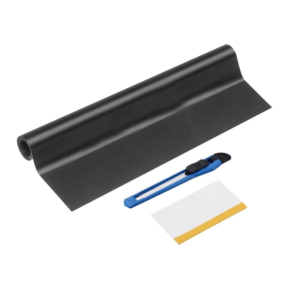 Uxcell 1Set 12" x 5ft PET Carbon Fiber Vinyl Wrap with Scraper, Frosted Black