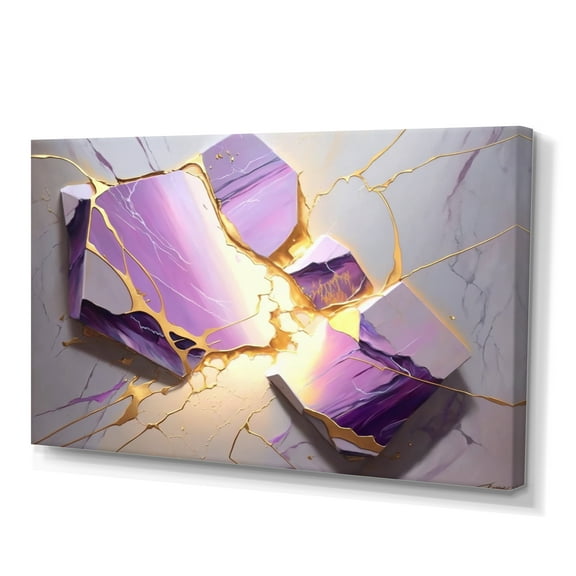 Designart Abstract Geode Violet I Canvas Wall Art