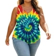 thumbnail image 6 of Women Plus Size Sleeveless V-Neck Tie Dye Tank Top, Loose Flowy Curved Hem Casual Summer Blouse, 6 of 8