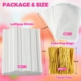 thumbnail image 2 of RYLZX 600Pcs Lollipop Stick, 6IN Cake Pop Sticks with Clear Treat Bags & Gold Twist Ties, Cake Pops Making Tools for Lollipops, Candies, Chocolates Cookies, 2 of 7