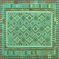 thumbnail image 1 of Ahgly Company Machine Washable Indoor Square Southwestern Turquoise Blue Country Area Rugs, 8' Square, 1 of 4