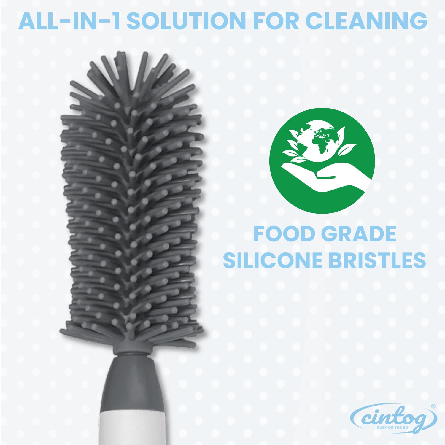 Cintog Collapsible Anti-Colic Baby Bottle/Soap Dispensing Brush Combo, Silicone, 2 Pack, 6 fl oz