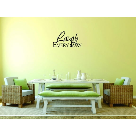Decal Wall Sticker Laugh Every Day Text Lettering Quote Bedroom Living Room Home Decor Picture Art Size :8 Inches x 20 Inches