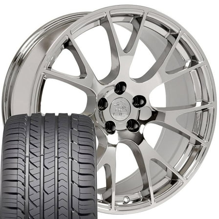 OE Wheels DG69 22 Inch Rims and Tires Fit Ram Hellcat Style 5x139.7 22x10 Chrome - Eagle Sport AS 285/45-22 (Set of 4)