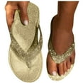thumbnail image 3 of Summer Savings! Zpanxa Slippers for Womens Glitter Bling Fancy Slide Flat Low Wedge Casual Fashion Sandals Shoes Flip Flops for Women Gold 42, 3 of 5