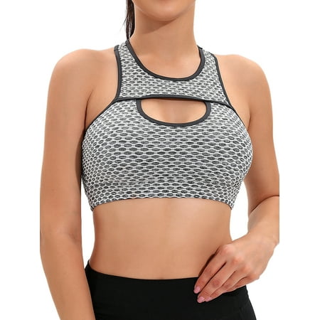 

FUTATA Racer Back Design Seamless Sports Bra Women s Yoga Bra Sexy Cutout Cropped Crop Top Medium Support Workout Fitness Running Sportswear with Removable Pads