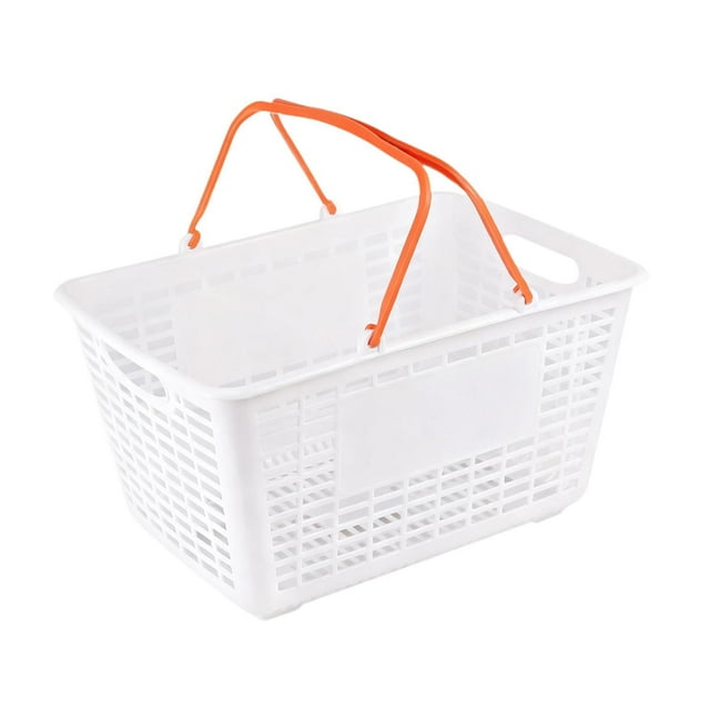 Tnarru Panier d'Achats Panier d'Épicerie Ergonomique Polyvalent Robuste Paniers de Rangement avec Poignée pour Jouets Fruits Cosmétiques Garde-Robe Garage Orange