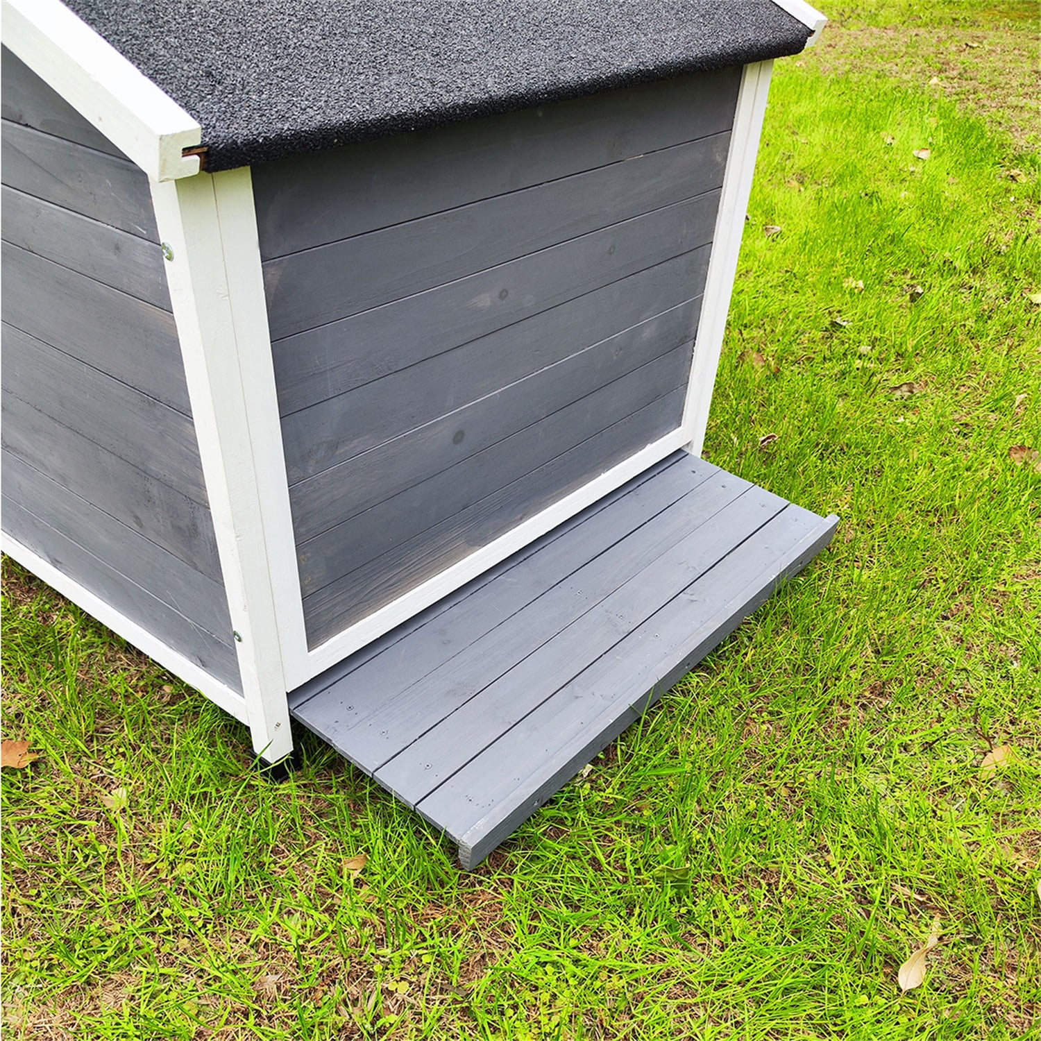 Pefilos 39" Wooden Dog Houses for Medium Dogs Outside, Dog Cage Windproof and Warm Dog Kennel Pet House with Porch Deck, Gray Pefilos 39" Wooden Dog Houses for Medium Dogs Outside, Dog Cage Windproof and Warm Dog Kennel Pet House with Porch Deck, Gray